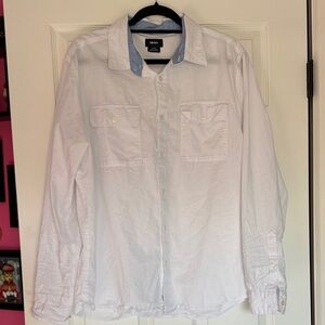 DKNY White and Blue Collar Shirt